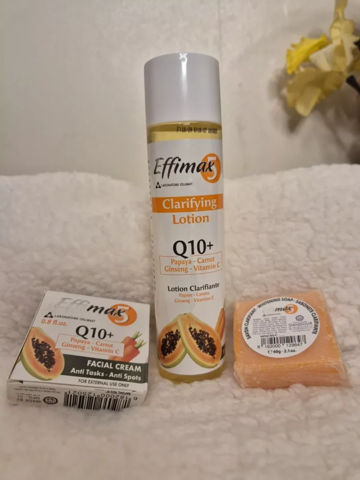 EFFIMAX 5 Q 10 - Cleanser Lotion 160ml Facial Cream 25 ml Soap 60gr
