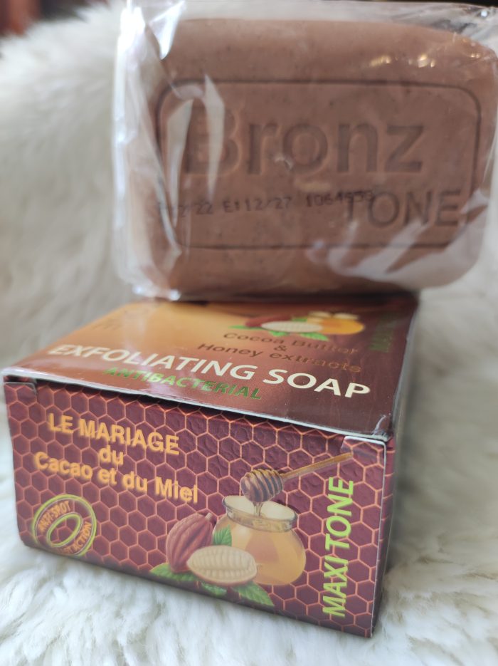 BRONZ TONE Exfoliating Soap Cocoa Butter Honey Extracts 190g - Image 2