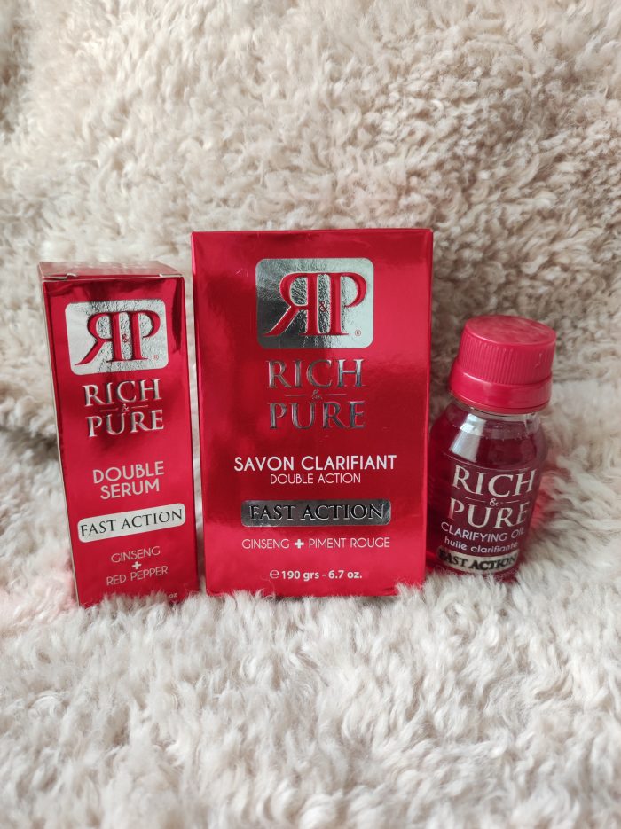 RICH & PURE Body Oil 60 ml- Double Serum 60ml & Clarifying Soap 190 grs - Image 4