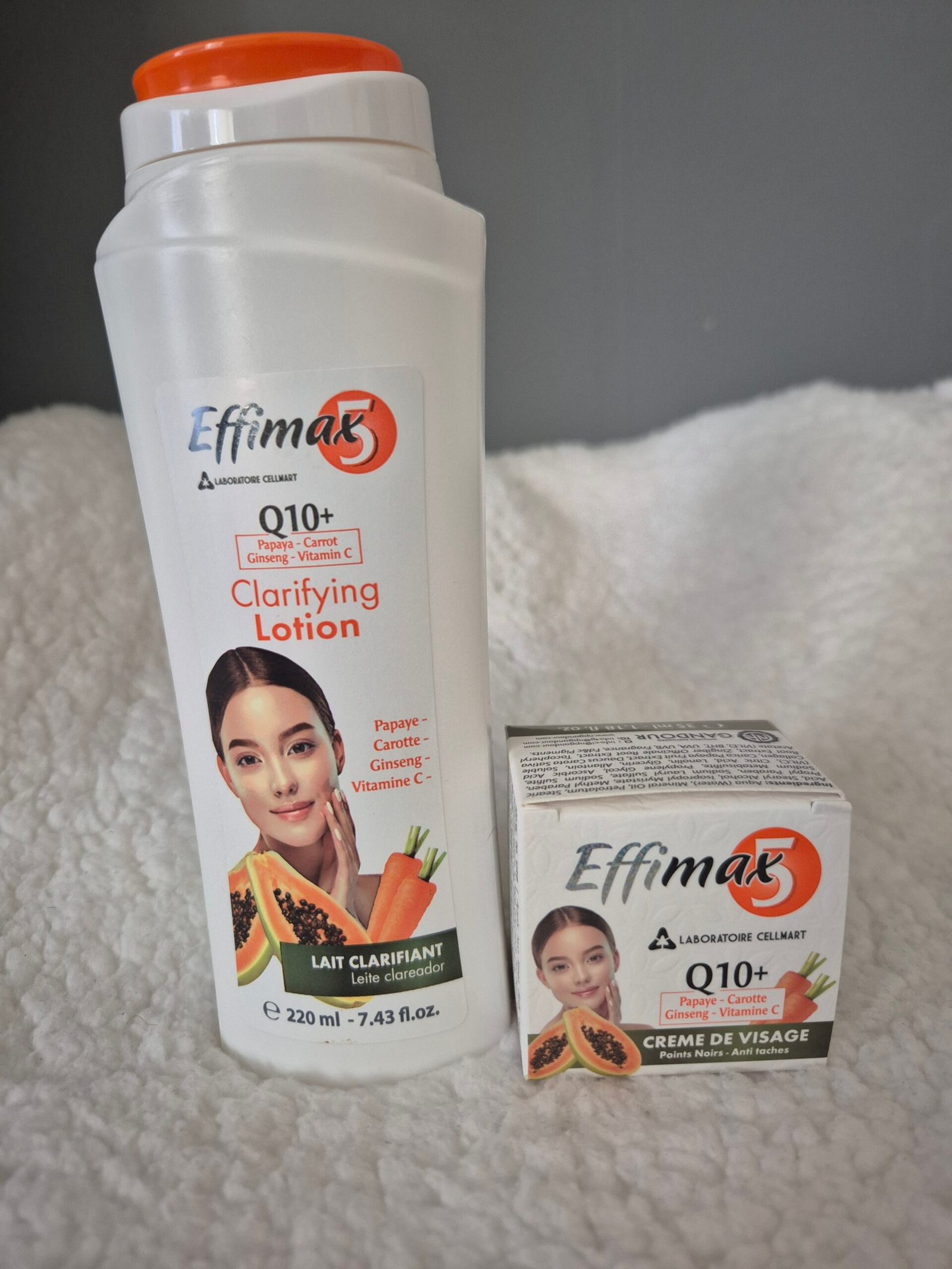 EFFIMAX CLARIFYNG LOTION WITH PAPAYA CARROT GINSENG VITAMIN C & FACIAL CREAM